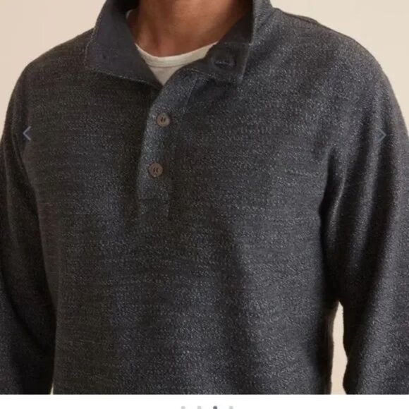 MARINE LAYER Clayton Textured Cotton Henley Sweater Sweatshirt Sz Large - Picture 2 of 8